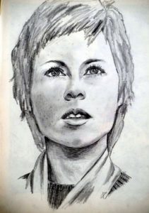 portrait drawing with pencil by Peter Pavluvcik - Marlène Jobert.