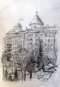 Hotel Imperial - Karlovy Vary, pencil drawing, paper, by Peter Pavluvcik.