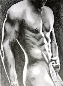 figure drawing, nude man by Peter Pavluvcik.