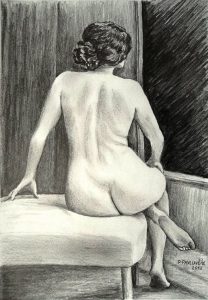 Peter Pavluvcik - naked female figure, drawing, pencil 2.