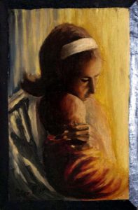 Madonna and Child - Oil Painting /1975/ by Peter Pavluvcik.